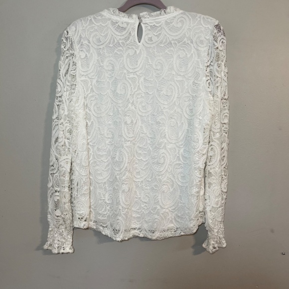 Adrianna Papell Top Women L White Pullover Lace Feminine Dainty Boho Western 80s - Picture 8 of 11
